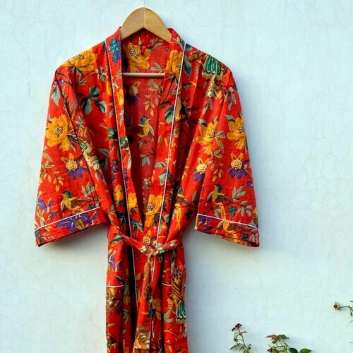 EXPRESS DELIVERY Cotton Kimono Robesbird Print Kimonosoft Etsy