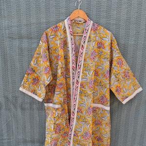 Royal stylish Cotton Bird Sleepwear robes Nightdress Kimono Bathkimono Indian Long short kimono Hippie Womens Night Gown coverup Delivery