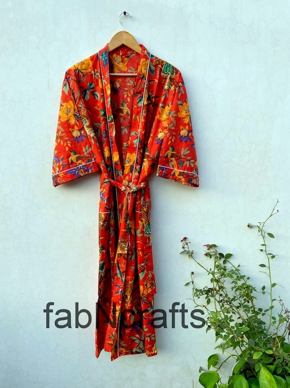 Floral print Kimono House Coat Robe Soft and comfortable Bath robes wrap dress EXPRESS DELIVERY- Cotton kimono Robes Indian Kimono Robe