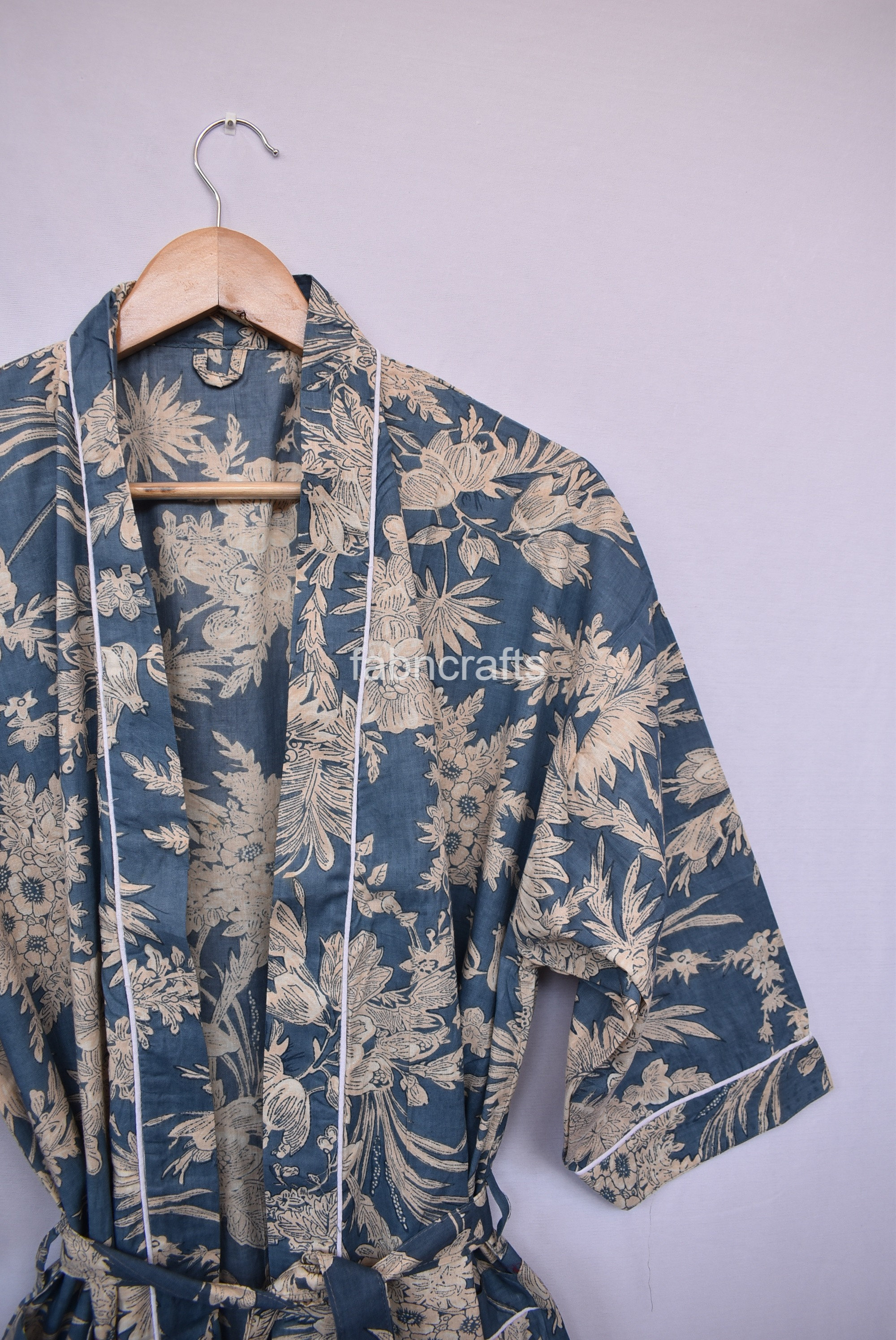 Women's Kimono Robe Cotton Dressing Gown Boho Cotton | Etsy