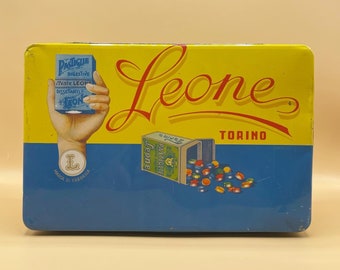 Scatola di latta vintage, Pastiglie Leone, anni '70