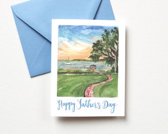 Happy Father's Day Card | Marsh Father's Day Greeting Card | Illustrated Father's Day Card for Dad From Daughter | First Fathers Day Card