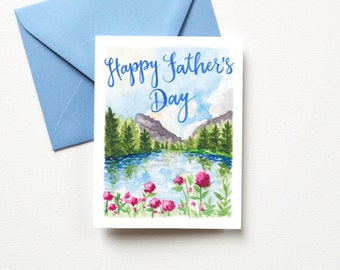 Happy Father's Day Card, Watercolor Father's Day Card, Father's Day Card Mountain Lake, Father's Day Card From Daughter, Unique Dad Card