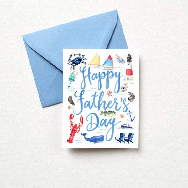 Fathers Day Card | Happy Fathers Day Card From Daughter, Happy First Fathers Day Card, Father's Day Gift, Watercolor Nautical Card For Dad