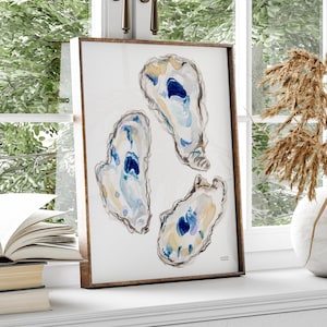 Oyster Art, Oyster Shell Art, Coastal Wall Art, Oyster Print, Watercolor Oysters by Michelle Mospens, South Carolina Art South Carolina Gift image 2