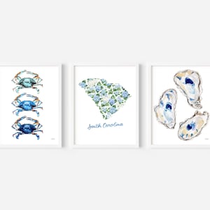 South Carolina Art, South Carolina Print, Coastal Wall Art, Coastal Art by Michelle Mospens, Watercolor South Carolina Prints Set of 3