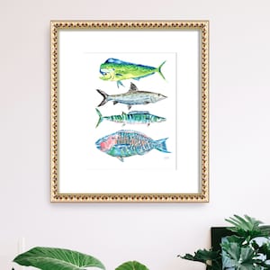 Fish Artwork, Fish Print, Tropical Fish Wall Art, Watercolor Fish Decor, Coastal Wall Art, Beach House Art, Coastal Kitchen Decor
