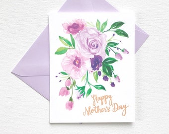 Happy Mother's Day Card | Mother Day Card | Floral Mother's Day Card Floral | Watercolor Card by Michelle Mospens | Floral art