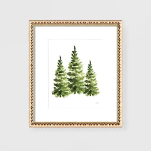 Pine Tree Print, Evergreen Pine Trees Wall Art, Watercolor Pine Trees Art Print by Michelle Mospens