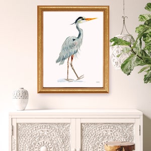 Heron Print, Blue Heron Art, Coastal Wall Art, Watercolor Heron Painting by Michelle Mospens, South Carolina Art, South Carolina Gift image 4