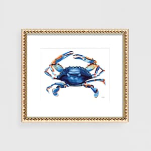 Blue Crab Print Watercolor Painting Nautical Coastal Beach Art Seaside Decor Maryland Blue Crab