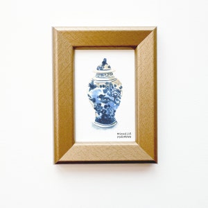 GINGER JAR Mini Print, Tiny Watercolor Ginger Jar Print by Michelle Mospens, Small Framed Art, Mini Chinoiserie Painting Print, Gift