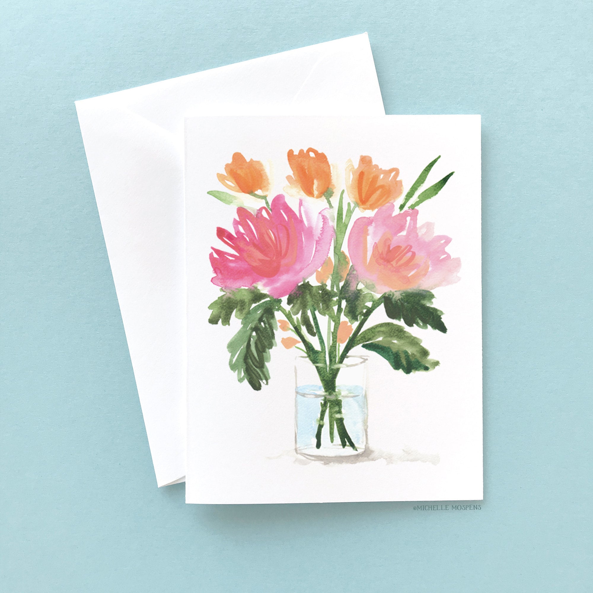NEW Flower Bouquet Note Cards with Envelopes / Folded Blank Etsy
