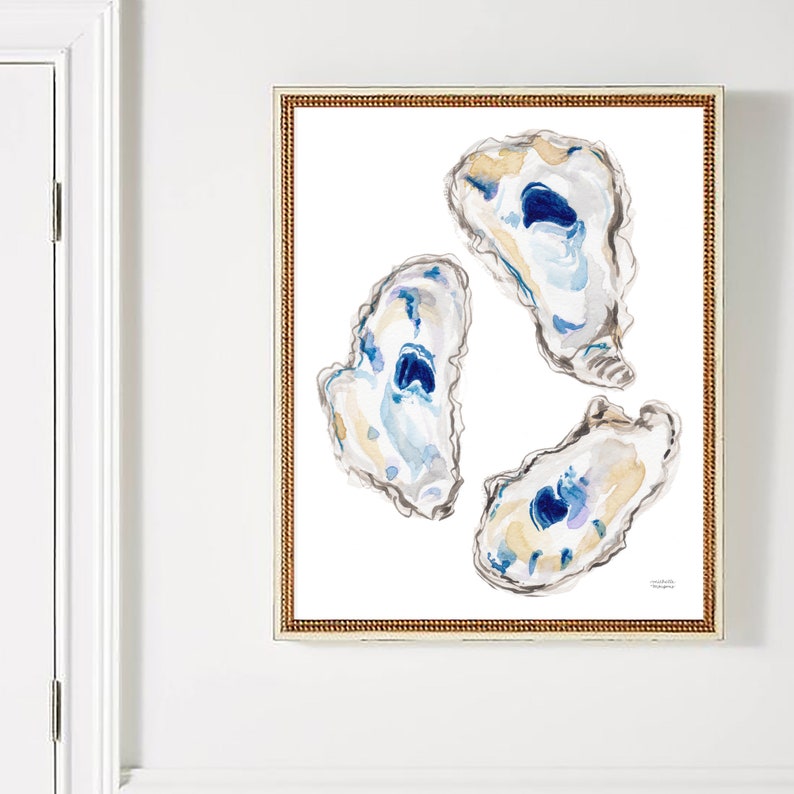 Oyster Art, Oyster Shell Art, Coastal Wall Art, Oyster Print, Watercolor Oysters by Michelle Mospens, South Carolina Art South Carolina Gift image 6