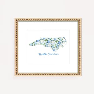 NORTH CAROLINA Print, State of North Carolina Art, Home State Prints, State Wall Art, Unique NC Gift, Housewarming Gift, Military Gift