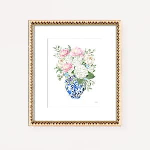 Hydrangea Print, Hydrangea Art, Hydrangea Painting, Ginger Jar Print, White Hydrangea Print, Hydrangea Blue and White Chinoiserie Print