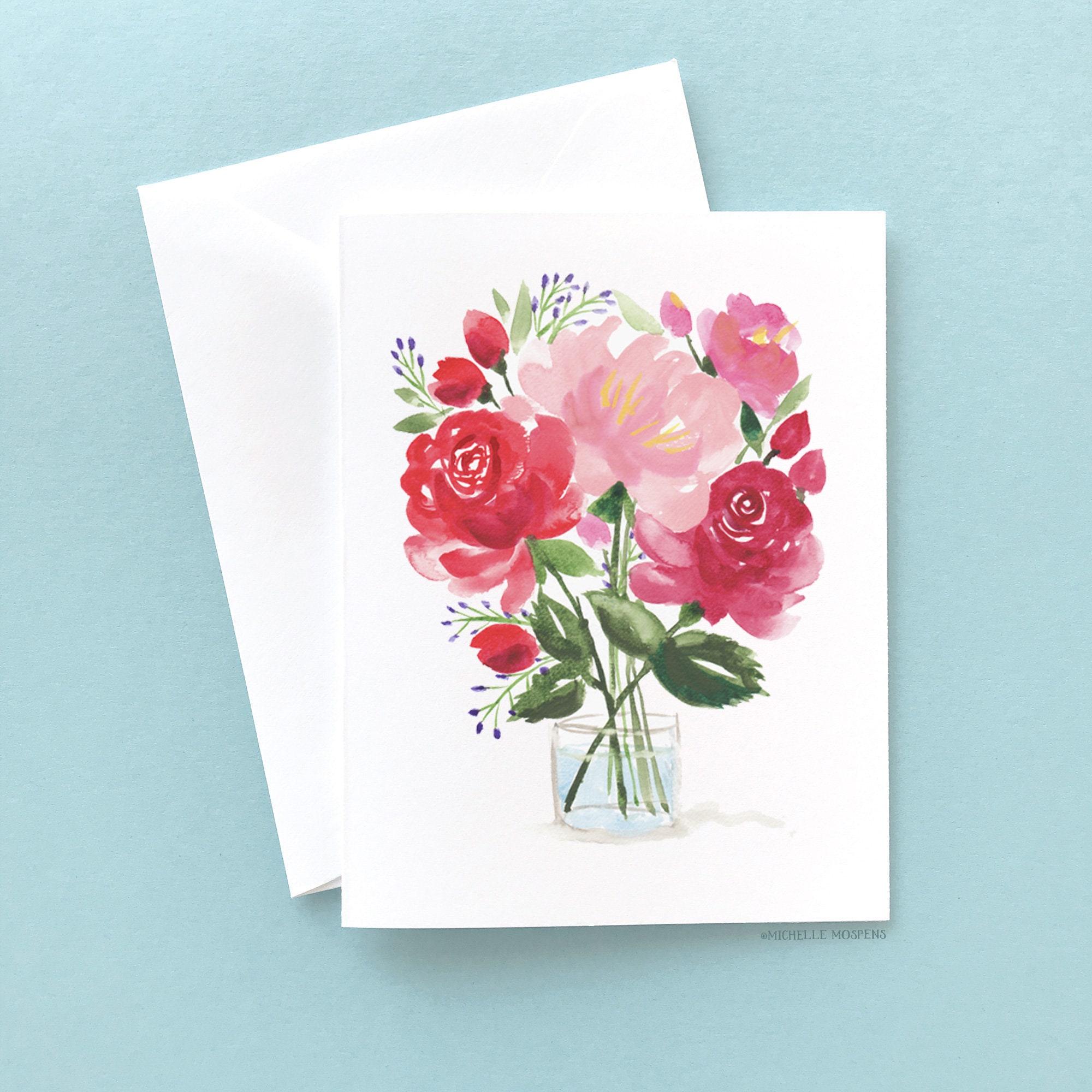 Flower Bouquet Note Cards with Envelopes / Folded Blank Cards Etsy
