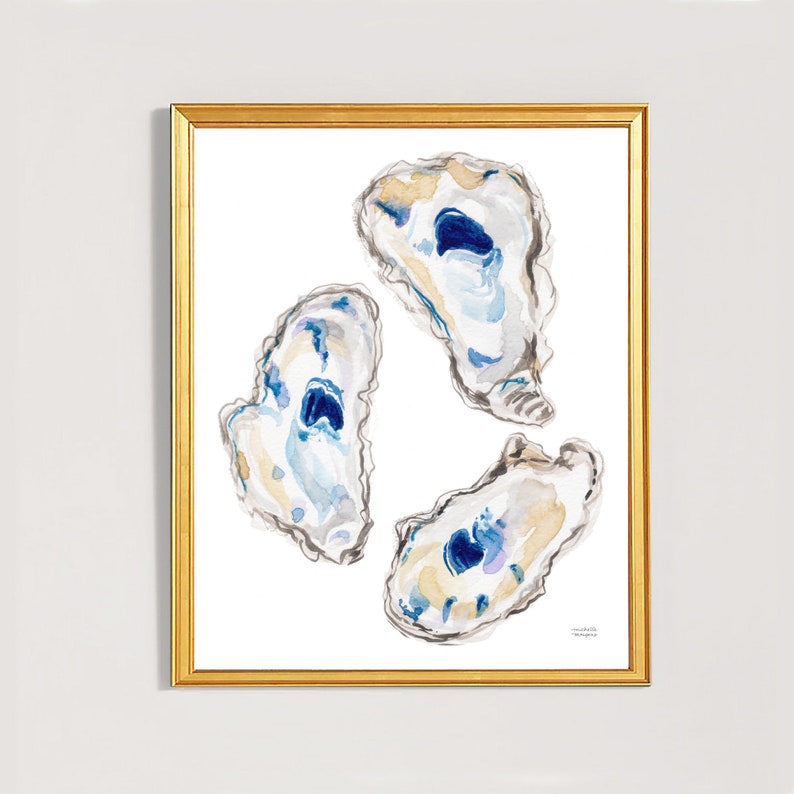 Oyster Art, Oyster Shell Art, Coastal Wall Art, Oyster Print, Watercolor Oysters by Michelle Mospens, South Carolina Art South Carolina Gift image 5