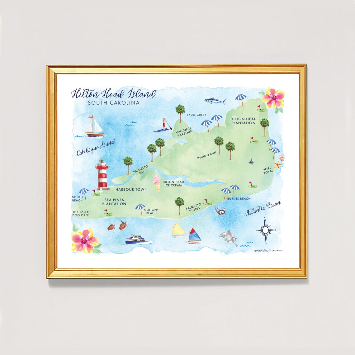 Hilton Head Map Art Print Hilton Head Art Hilton Head Island Etsy