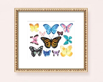 Butterfly Watercolor Wall Art Print, Nature Wall Decor by Michelle Mospens