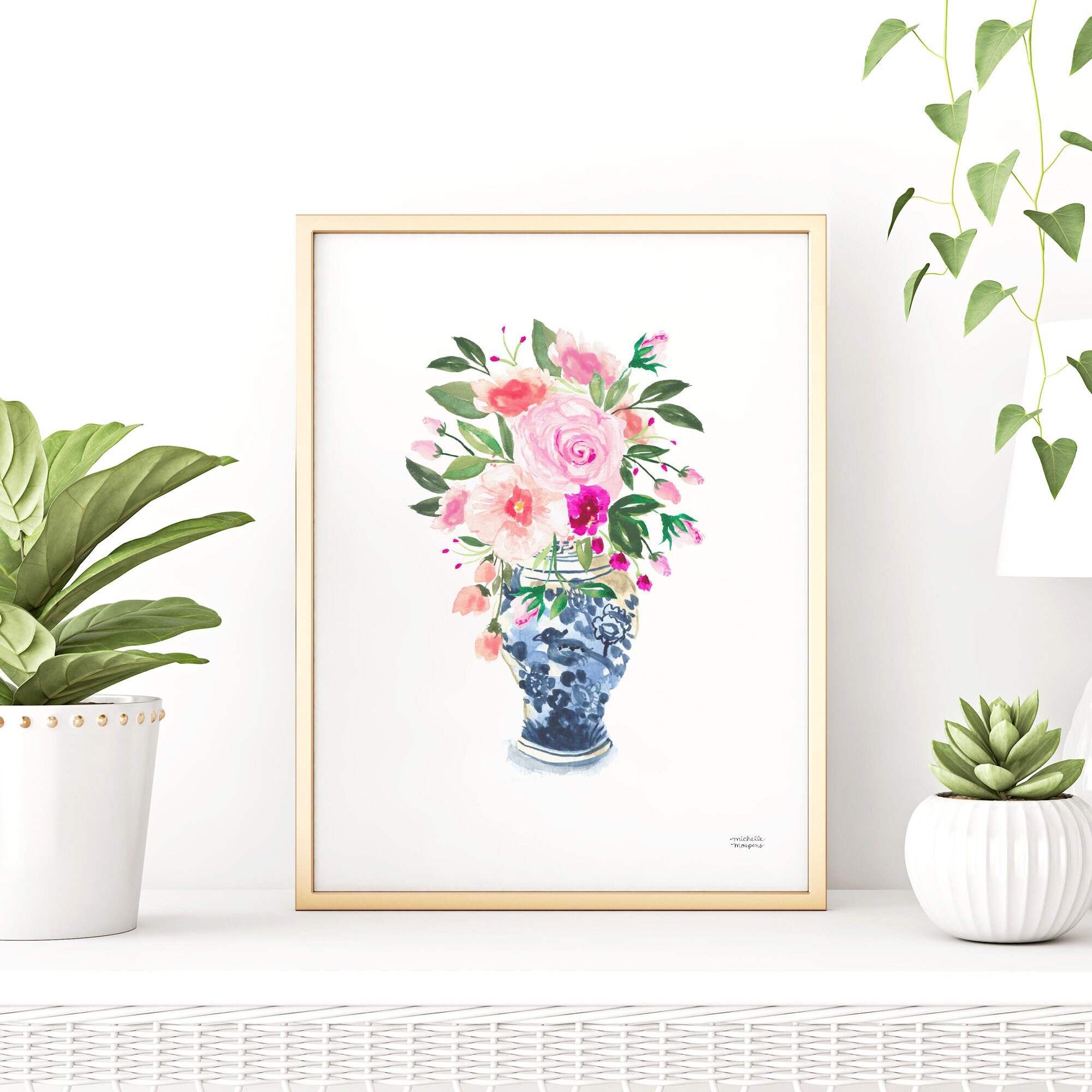 Floral Wall Art Ginger Jar Print Nursery Wall Art Cute | Etsy