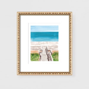 Beach Ocean Print, Beach Art Print, Beach Painting, Beach Coastal Decor, Watercolor Ocean Painting Print