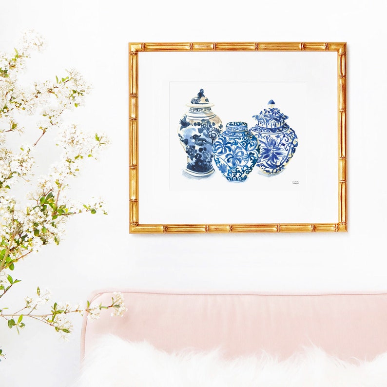 Ginger Jar Print Watercolor Ginger Jar Painting Coastal Etsy