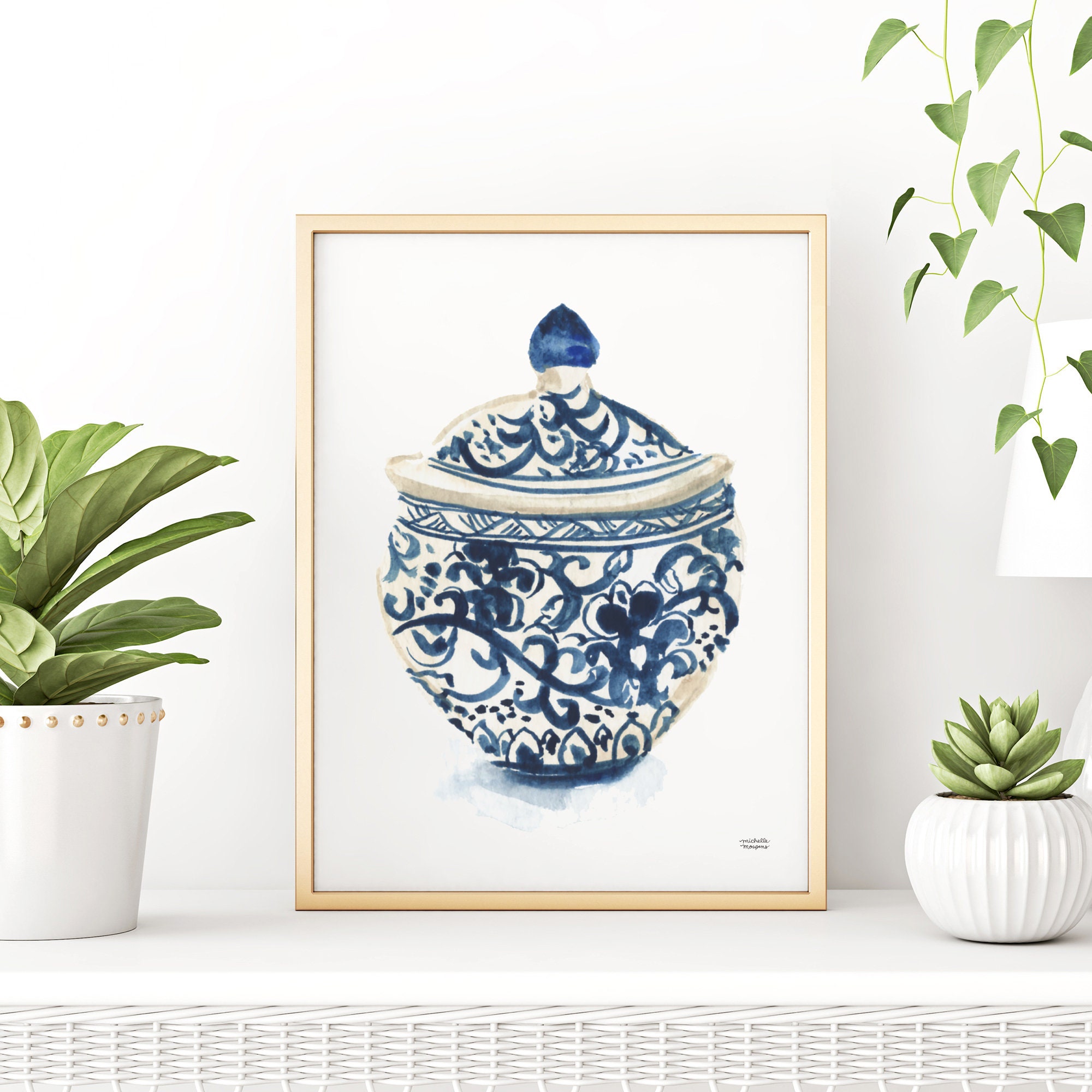 Ginger Jar Art Grandmillennial Decor Eclectic Wall Art Etsy