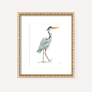 Heron Print, Blue Heron Art, Coastal Wall Art, Watercolor Heron Painting by Michelle Mospens, South Carolina Art, South Carolina Gift image 1