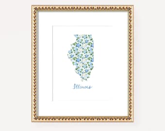 Illinois Print, State of Illinois Art, Home State Prints, State Wall Art, Unique Illinois Gift, Housewarming Gift, Military Gift