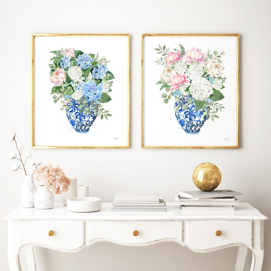 GINGER JARS Wall Art, Grandmillennial Wall Art Set of 2 Prints