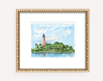 Florida Art, Jupiter Florida Art, Jupiter Lighthouse Print, Coastal Florida Lighthouse Art, Lighthouse Wall Art, Lighthouse Gifts