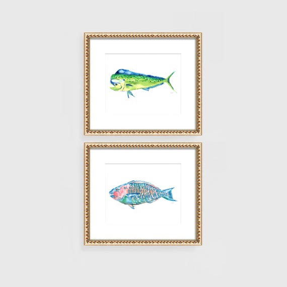 Fish Wall Art, Fish Artwork, Tropical Fish Prints, Watercolor Fish Coastal Kitchen Decor, Coastal Wall Art, Beach House Art, Florida Art
