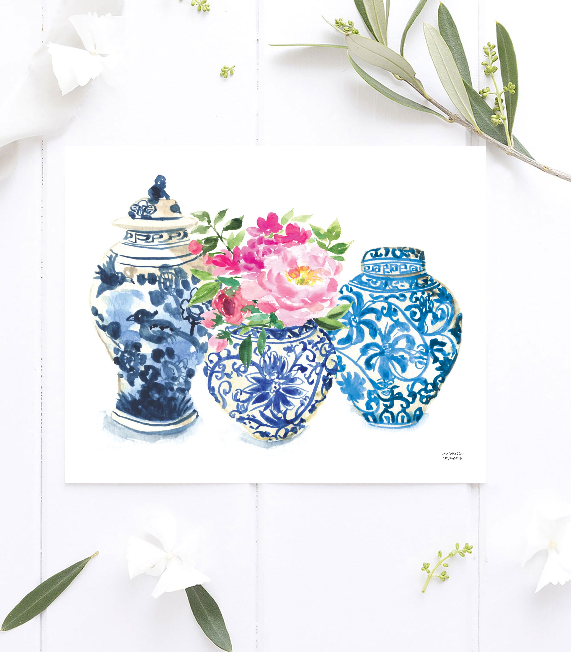Ginger Jar Art / Ginger Jar Print / Preppy Wall Art / Etsy