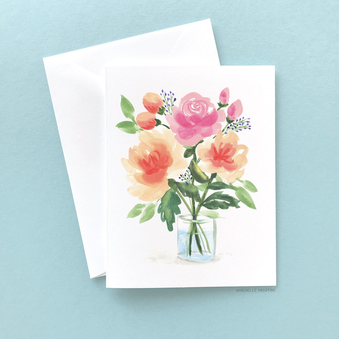 NEW Flower Bouquet Note Cards with Envelopes / Folded Blank Etsy