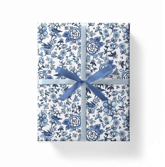 Blue and cheap white wrapping paper