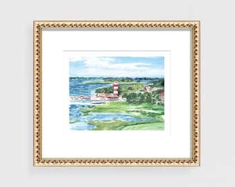 Hilton Head Island Print, Hilton Head Art, Hilton Head Watercolor, Hilton Head Island Lighthouse, Hilton Head Island, South Carolina Art