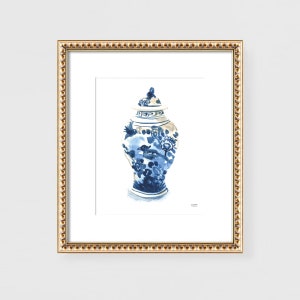 Ginger Jar Print, Grandmillennial Art, Watercolor Wall Art, Grandmillennial Decor, Ginger Jar Art, Chinoiserie Print
