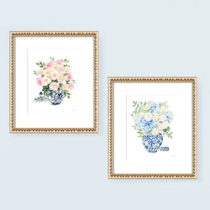 Ginger Jars Wall Art, Grandmillennial Wall Art Set of 2 Prints, Grandmillennial Decor, Botanical Wall Art, Southern Wall Art, Wall Art