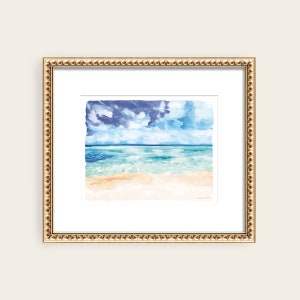 Beach Art: Watercolor Ocean Print, Original Art by Artist Michelle Mospens, Cute Wall Art, Watercolor, Coastal, Wall Decor, Apartment Decor