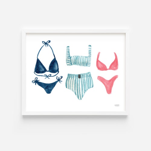 Vintage Bathing Suits Collage Art Print Swimsuit Beach - Etsy