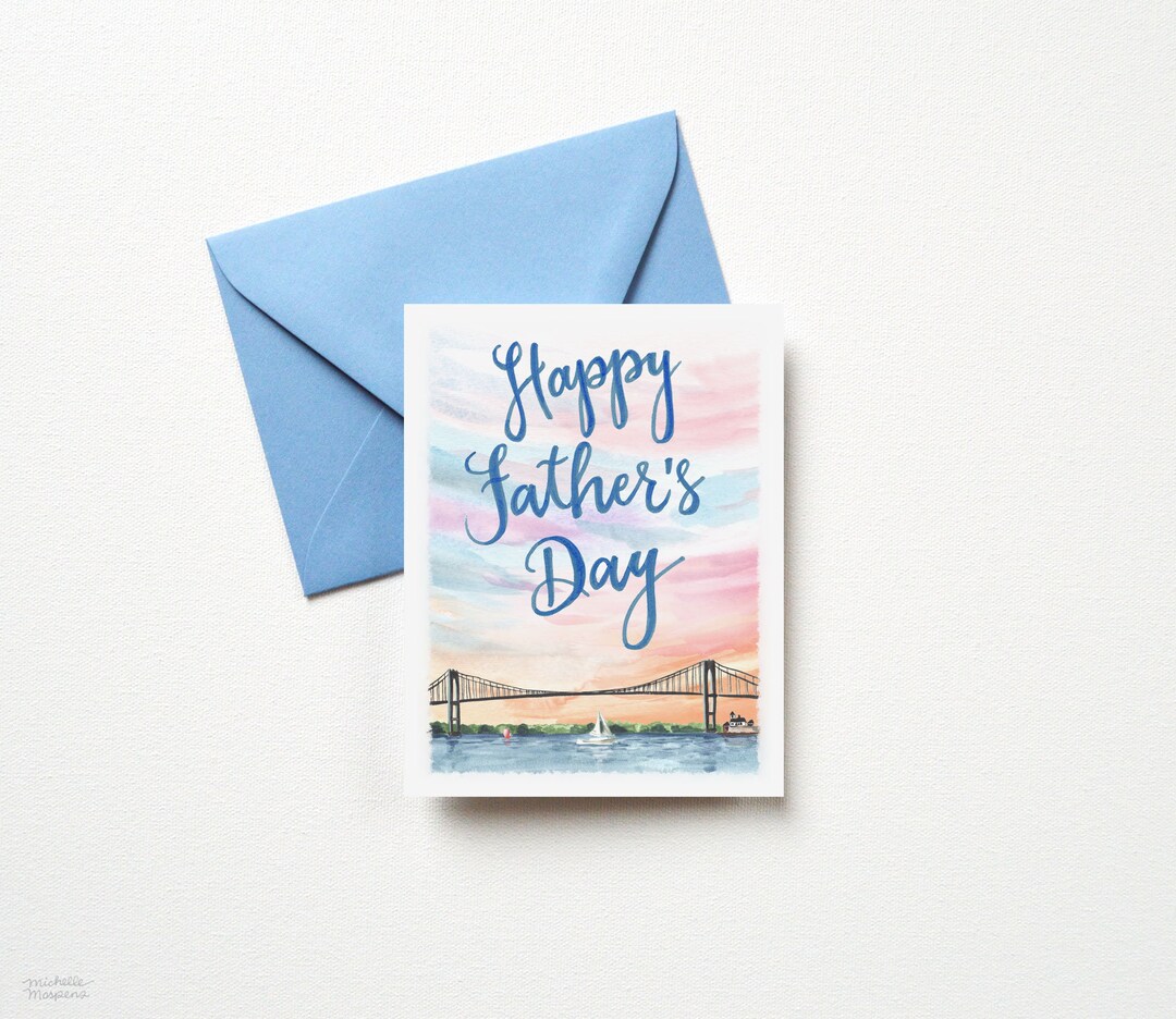 Happy Father's Day Card Sailing Father's Day Greeting Card Illustrated