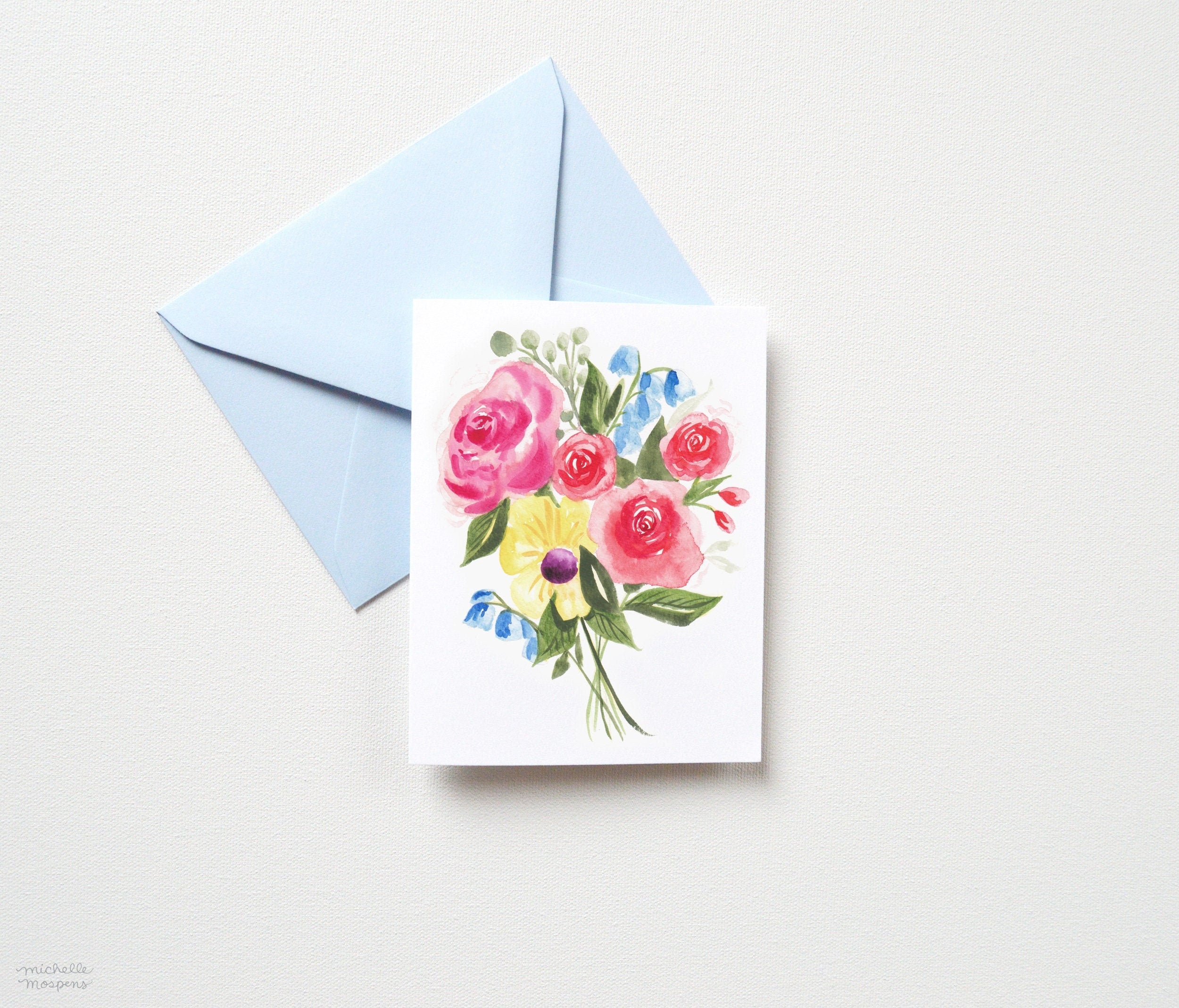 Watercolor Flowers Note Cards Floral Stationery Set Notecard Etsy