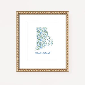 Rhode Island Print, State of Rhode Island Art, Home State Prints, State Wall Art, Unique Rhode Island Gift, Housewarming Gift, Military Gift