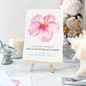 2026 Mini Calendar Beach Art by Illustrator Michelle Mospens, Cute Coastal Watercolor Art, Desk Calendar, Hostess Gift, Beach Lover Gift