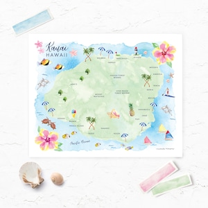 Kauai Hawaii Map Print, Kauai Decor, Kauai Hawaii Poster, Kauai Hawaii Wall Art, Kauai Map Print, Kauai Hawaii Art, Travel Map Art