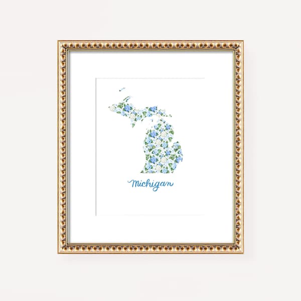 Michigan Print, State of Michigan Art, Home State Prints, State Wall Art, Unique Michigan Gift, Housewarming Gift, Military Gift