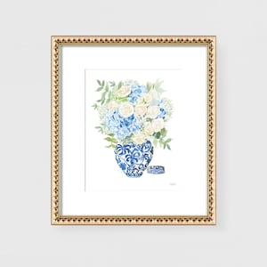 Chinoiserie Wall Art, Hydrangea Painting, Hydrangea Print, Chinoiserie Art, Chinoiserie Print, Ginger Jar Print, Blue and White Vase Art
