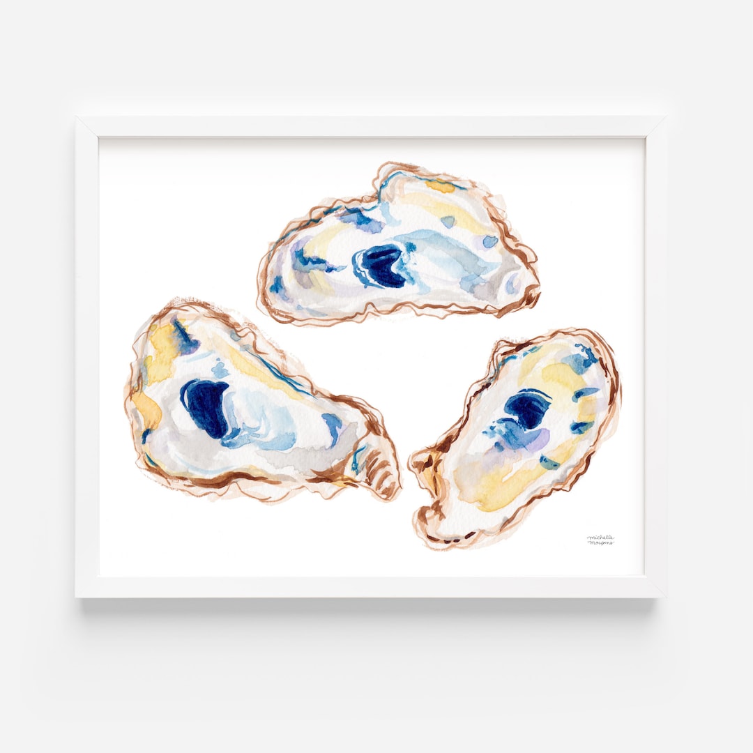 Oyster Painting Oyster Print Watercolor Oysters Art Oyster Etsy
