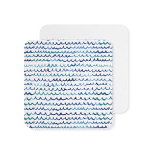 Cute Waves Coasters, Coastal Drink Coaster, Nautical Drink Coaster, Watercolor Beachy Coasters, Cocktail Drink Coasters, Hostess Gift